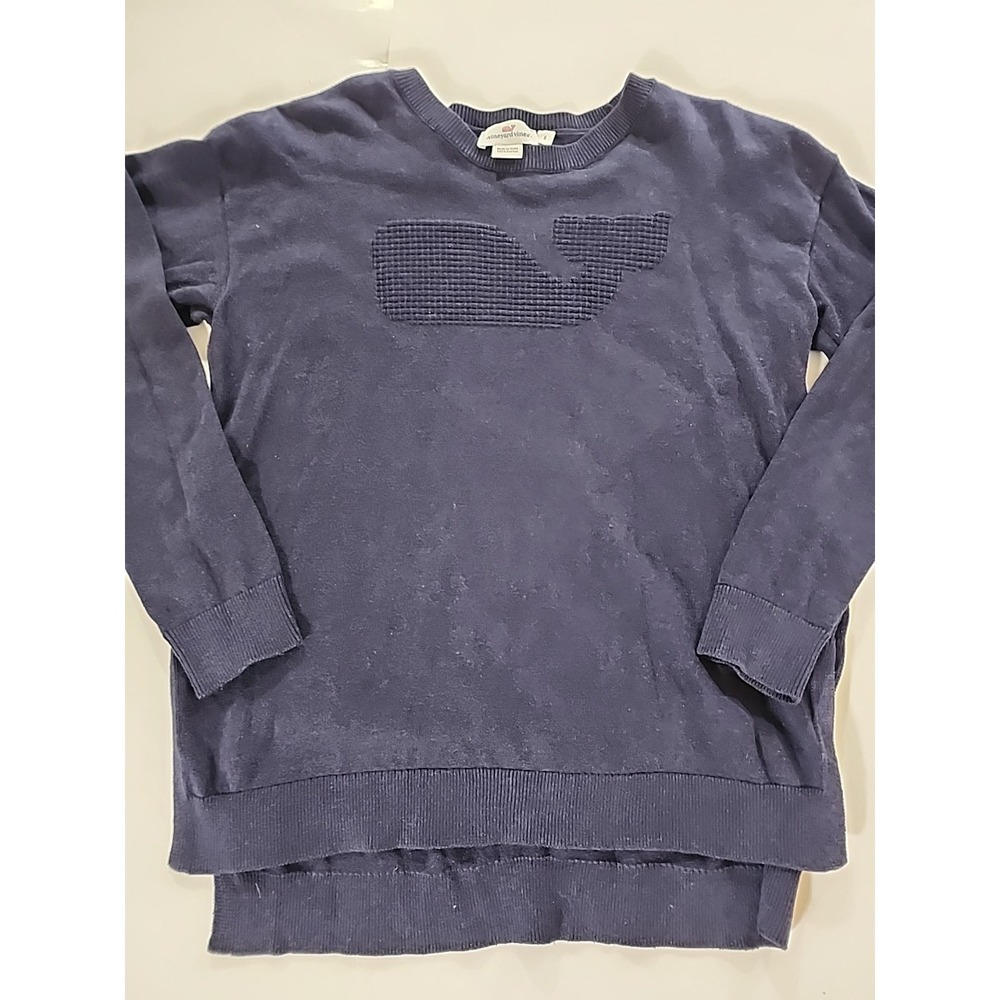 Vineyard Vines Navy Blue Whale Knit Lightweight Sweater Size Sm Small